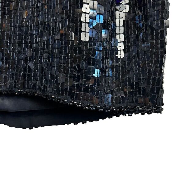 CEDARS VINTAGE SILK SEQUIN PARTY DRESS SIZE 4 Gold Purple Mini Long Sleeve 80s - Picture 7 of 16